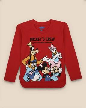 Mickey Mouse Print Round- Neck T-shirt