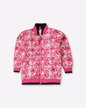 Floral Print Zip-Front Jacket