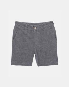 checked-flat-front-shorts