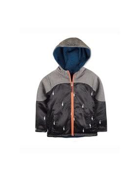 Zip-Front Colourblock Hooded Jacket