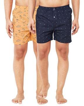 Pack of 2 Printed Boxers with Elasticated Waist