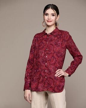 Relaxed Fit Paisley Print Shirt