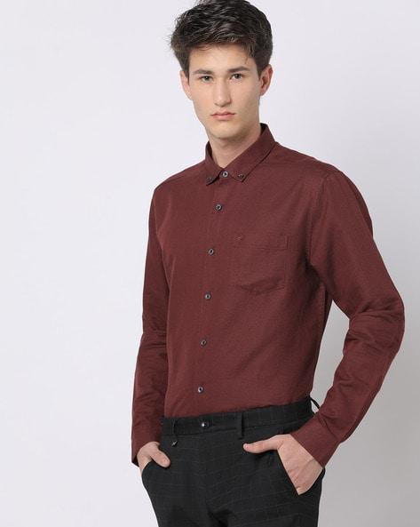 Slim Fit Shirt with Button-Down Collar