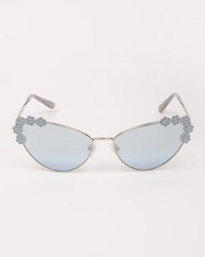 GU7587 59 10X Floral-Embellished Full-Rim Round Sunglasses