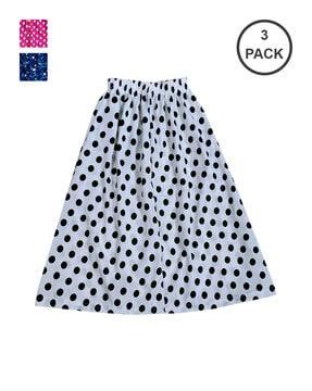 Pack of 3 Polka-Dot Print A-Line Skirts