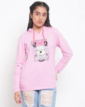 Minnie Mouse Print Hooded Top