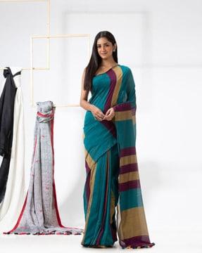 Striped Cotton Saree with Blouse Piece