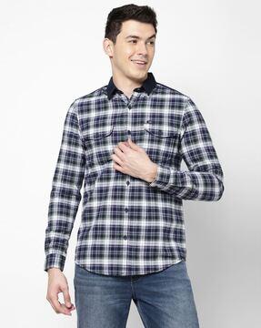 checked-slim-fit-shirt-with-flap-pockets