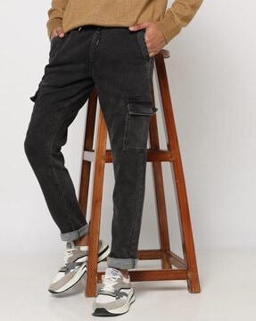 Lightly Washed Slim Fit Jeans with Flap Pockets