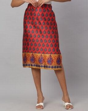 Ethnic Motifs Print Straight Skirt