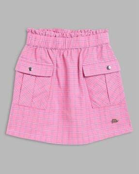 Checked Skirt with Elasticated Waist