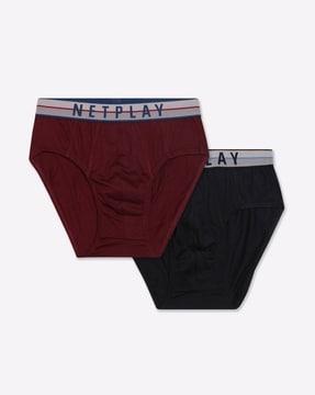 Pack of 2 Briefs with Logo Print Waistband