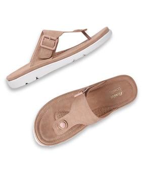 T-strap Sandals with Buckle Accent