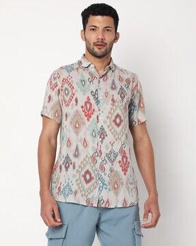 ikat-print-shirt-with-spread-collar