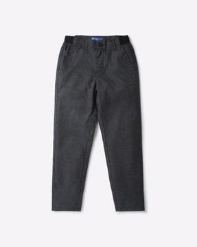 Checked Straight Fit Flat-Front Trousers