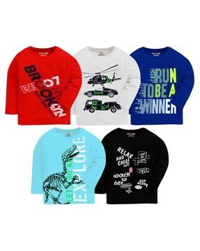 Pack of 5 Typographic Print T-Shirts