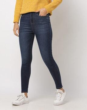 Mid-Wash High-Rise Skinny Fit Jeans