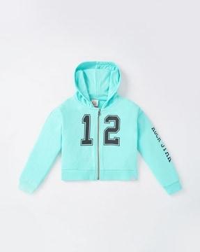 Printed Zip-Front Hoodie with Insert Pockets