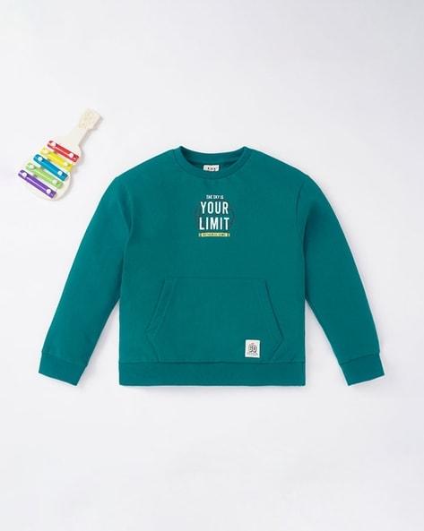 Typographic Print Sweatshirt with Kangaroo Pocket