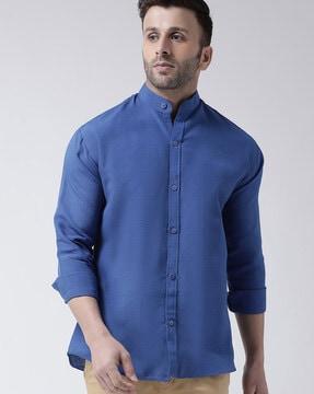 Full Sleeves Shirt with Mandarin Collar