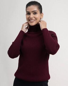 High-Neck Pullover with Full-Length Sleeves
