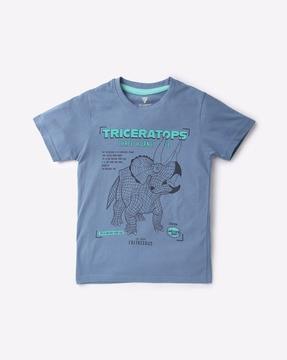 Triceratops Print Round-Neck T-Shirt