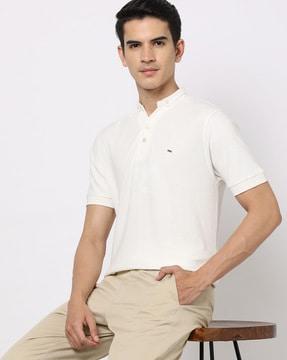 Cotton Polo T-Shirt with Button-Down Collar