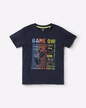 Game On Print Round-Neck T-Shirt