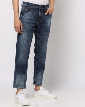 Heavily Washed Slim Tapered Fit Jeans
