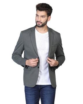 Full-Sleeves Blazer with Button Closure