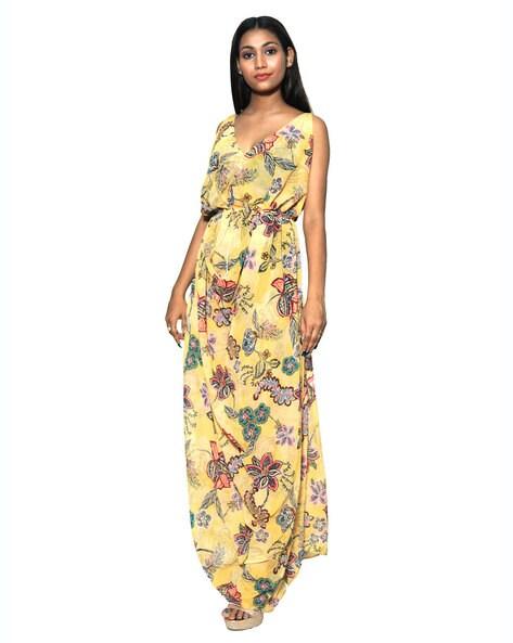 Floral Print V-Neck A-line Dress