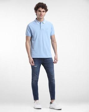 Slim Fit Polo T-shirt with Contrast Taping