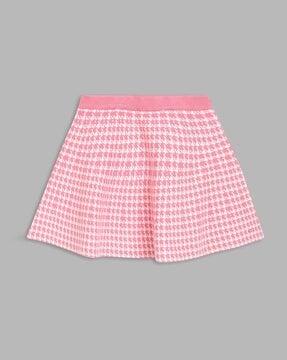 Houndstooth Print A-Line Skirt