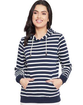 Stripes Hoodie with Drawstring