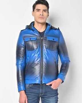 Ombre-Dyed Jacket with Detachable Hood