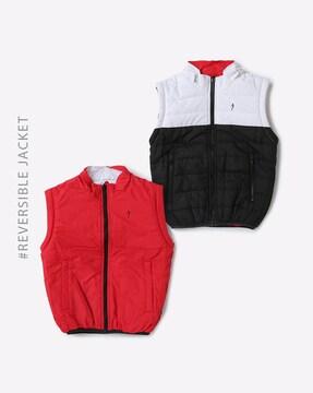 Colourblock Reversible Jacket with Detachable Hood & Sleeves