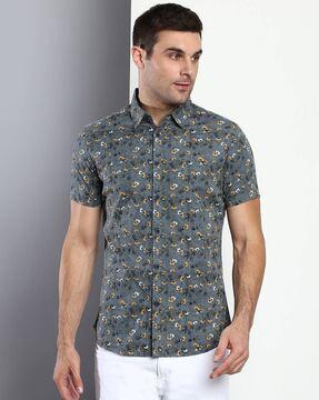 floral-print-slim-fit-cotton-shirt