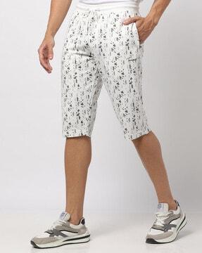 Brand Print Shorts with Drawstring Waist