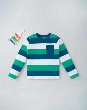 sustainable-striped-round-neck-t-shirt-with-patch-pocket