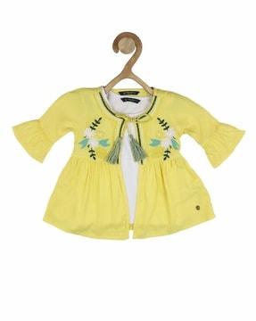Sleeveless Top with Embroidery Jacket