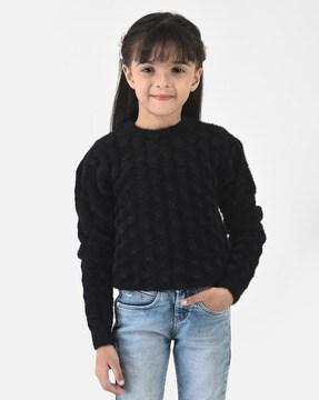 Round-Neck Pullover with Ribbed Hems