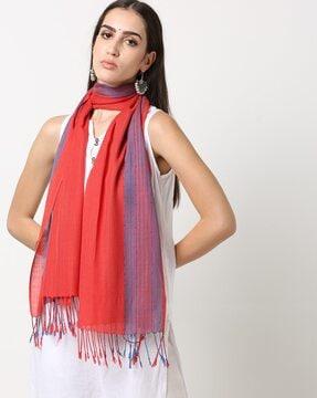 Striped Scarf with Fringes