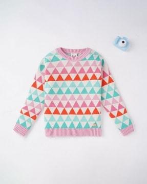 sustainable-geometric-knit-round-neck-sweater