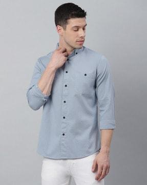 Cotton Shirt with Roll-Up Sleeves