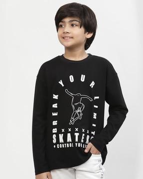 Typographic Print Round-Neck Sweatshirt