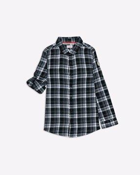 Checked Shirt with Roll-Up Sleeves