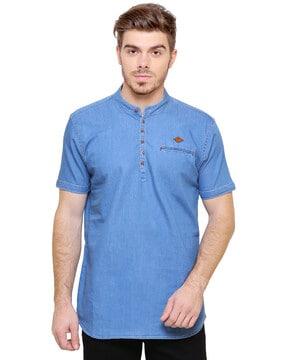 Tailored Fit Short Kurta with Button Placket