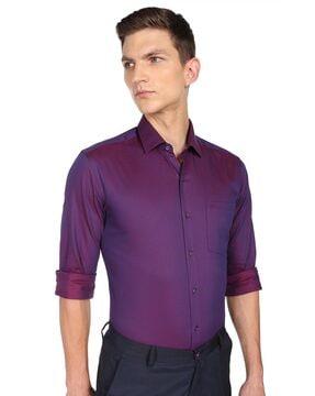 Textured Slim Fit Shirt with Patch Pocket