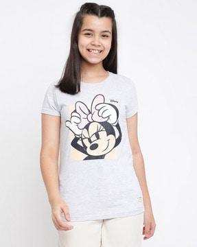 Minnie Mouse Print Round-Neck Top