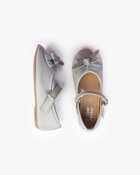 Mary Janes with Embellished Bow Applique